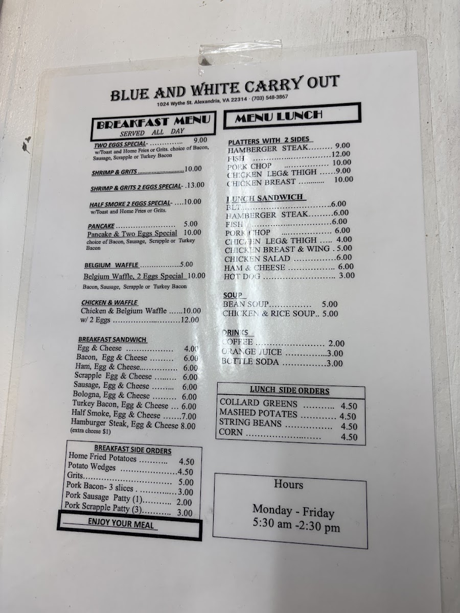 Blue & White Carry Out - 2