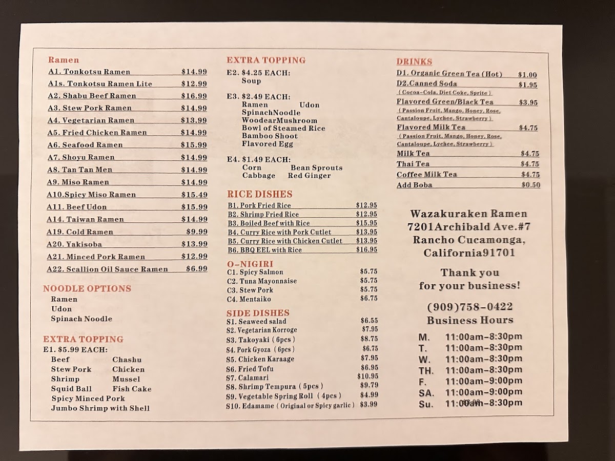 Wazakuraken Ramen - 1