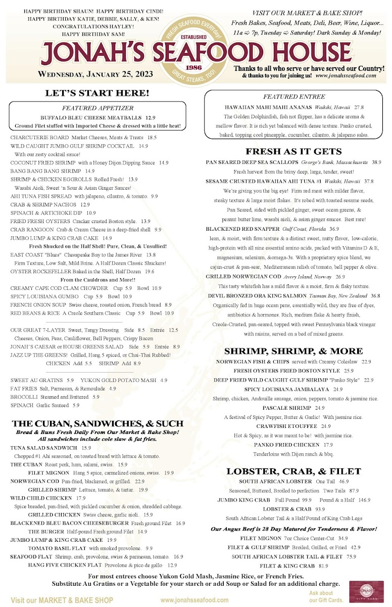 Jonah's Seafood House, 2601 Oyster Bar, and Market & Bake Shop - 4