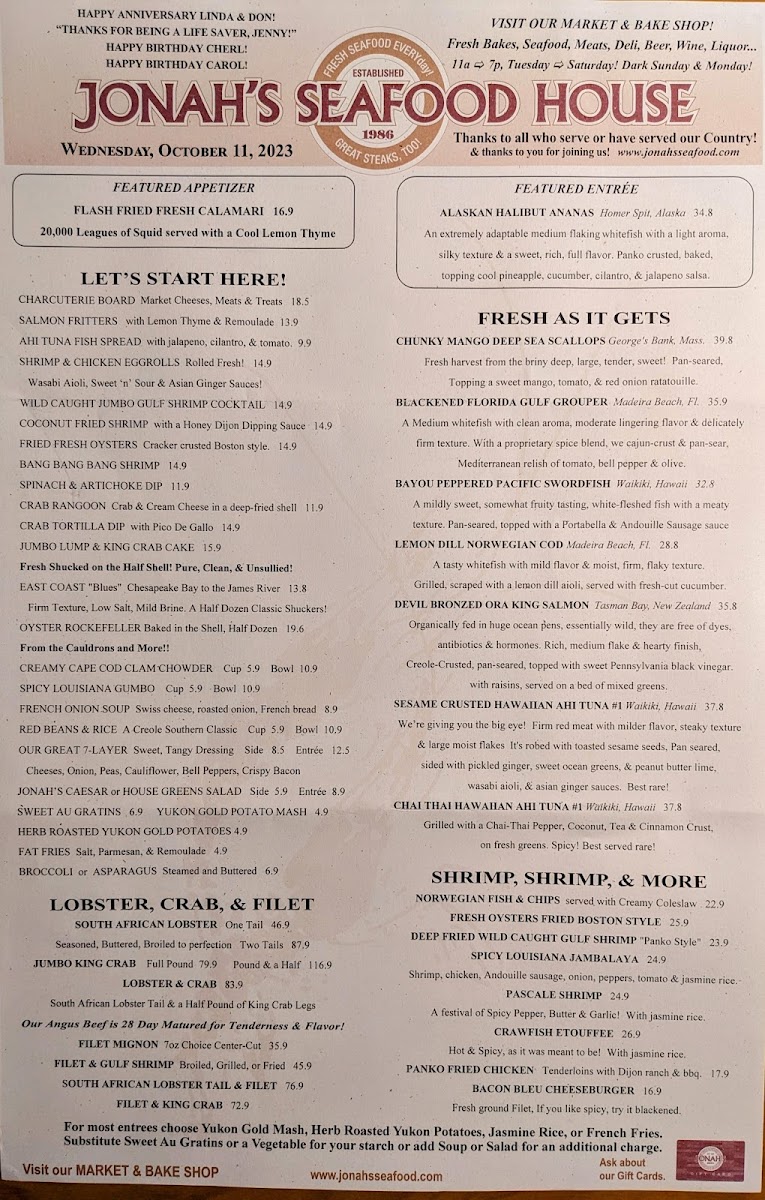 Jonah's Seafood House, 2601 Oyster Bar, and Market & Bake Shop - 8