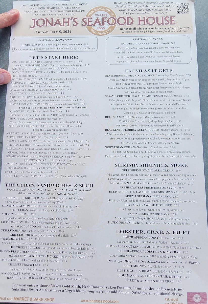 Jonah's Seafood House, 2601 Oyster Bar, and Market & Bake Shop - 9
