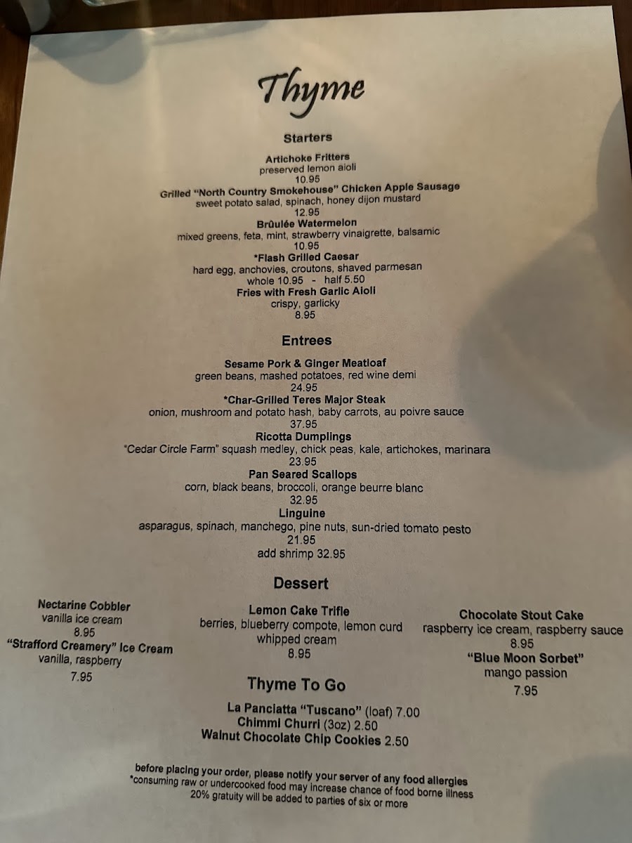 Thyme Restaurant Vermont - 2