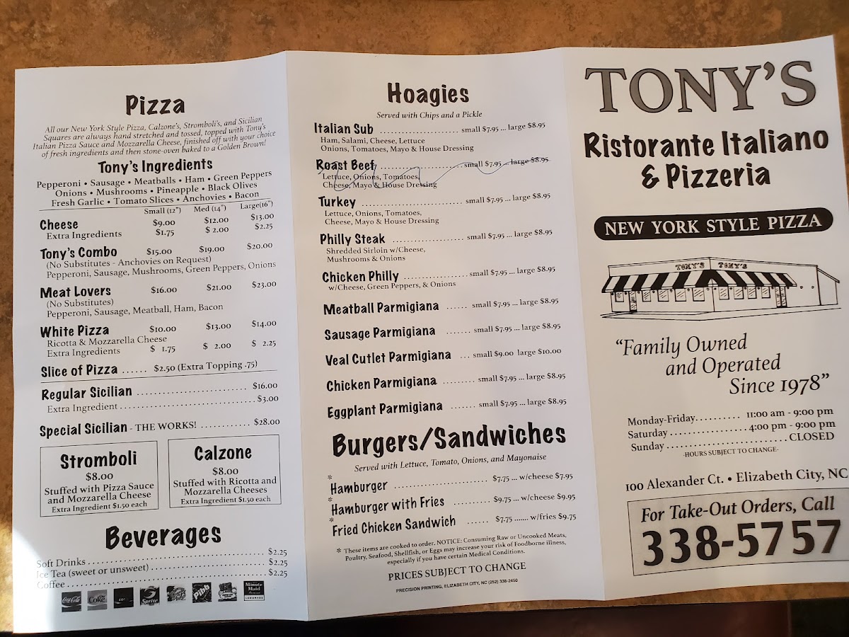 Tony's Pizza Elizabeth City - 3