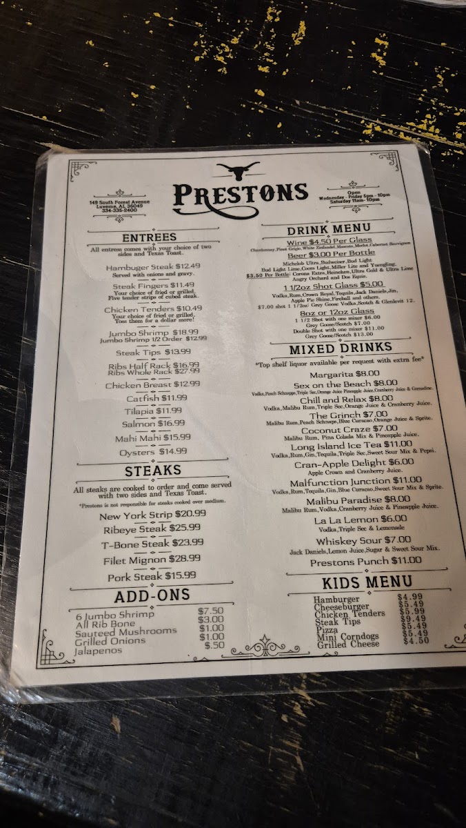 Preston's Steak & Grill - 1