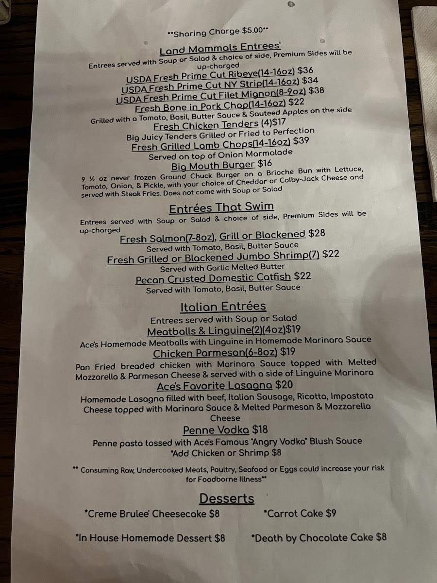 Ace's Steak, Seafood, Italian restaurant. - 5