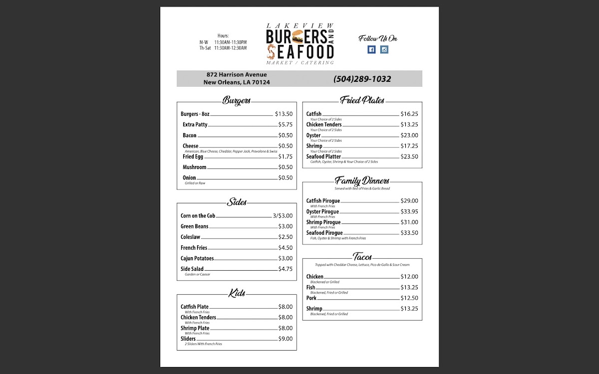 Lakeview Burgers and Seafood - 1