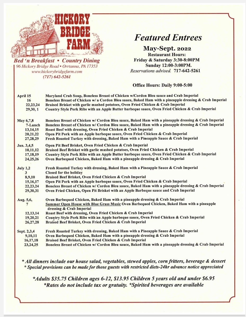 Hickory Bridge Farm Restaurant ~ Bed & Breakfast - 1