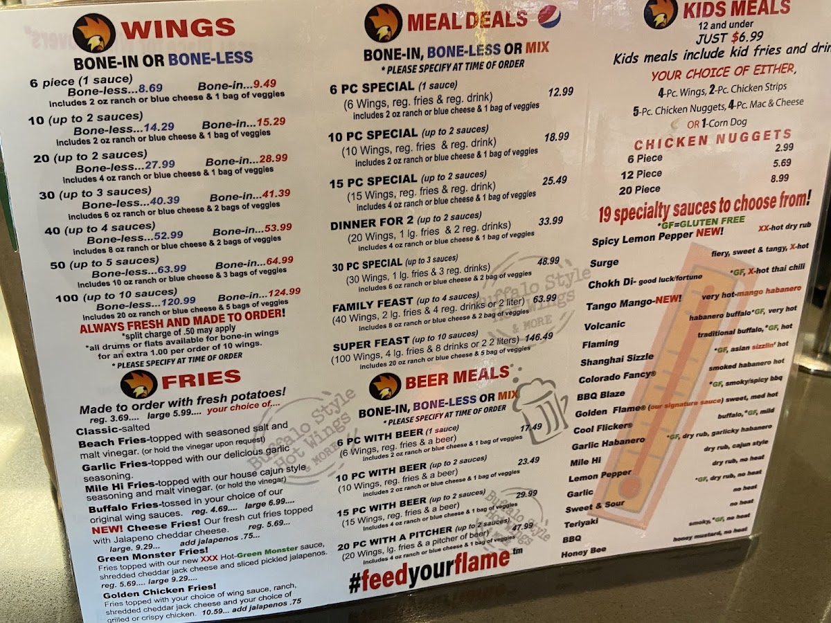 Golden Flame Hot Wings - 6